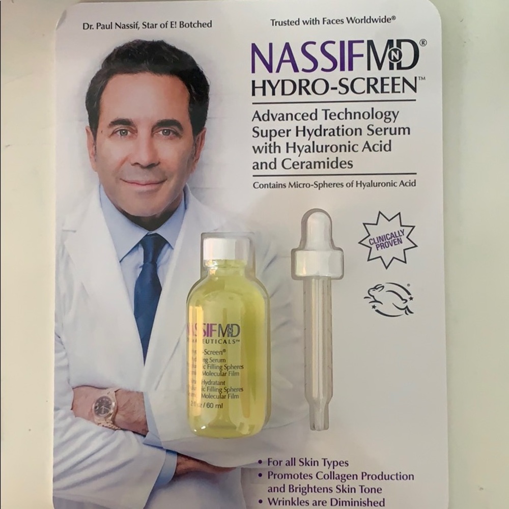 New NassifMD Hydro-screen serum cosmetics 60ml